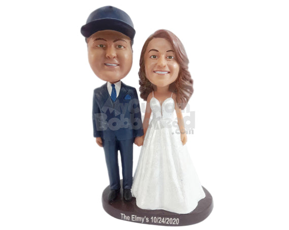 Elegant Couple Wearing Trendy Dress and Nice Suit Personalized Bobblehead Elegant Couple Wearing Trendy Dress and Nice Suit Personalized Bobblehead
